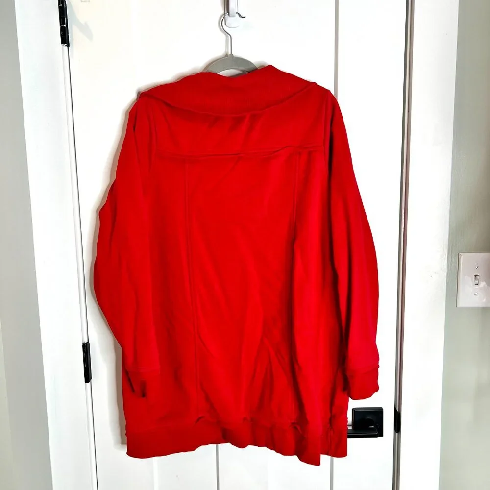 Soft Surroundings Red Snap Button Cowl Neck Pullover Sweater Long Sleeve Size 1X - Picture 5 of 5